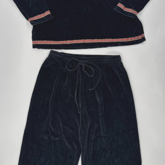 MICHAEL SIMON Womens Pant Suit Set Black Velour Christmas Embroidered Holiday - Picture 2 of 16